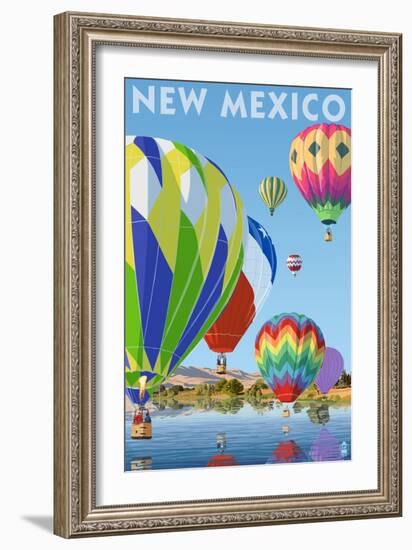 New Mexico - Hot Air Balloons-Lantern Press-Framed Art Print