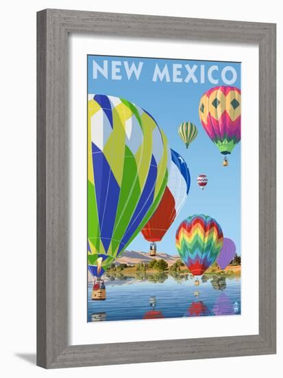 New Mexico - Hot Air Balloons-Lantern Press-Framed Art Print