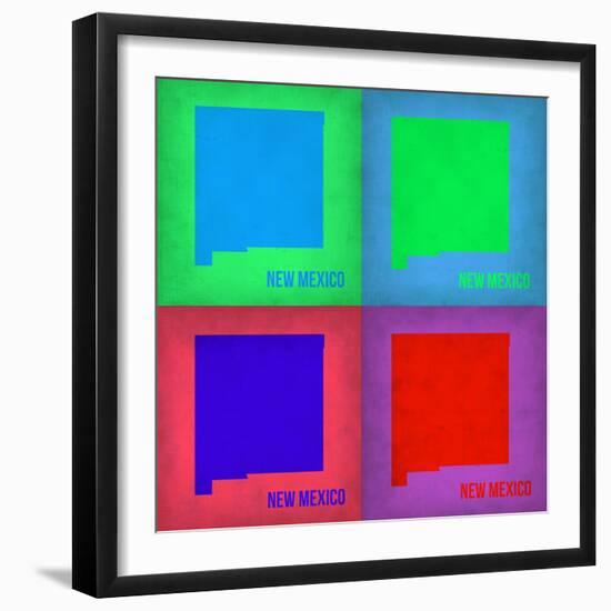 New Mexico Pop Art Map 1-NaxArt-Framed Art Print