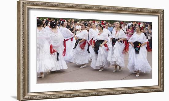 New Mexico, Santa Fe. Hispanic Folkloric Dance Group, Bandstand 2014-Luc Novovitch-Framed Photographic Print