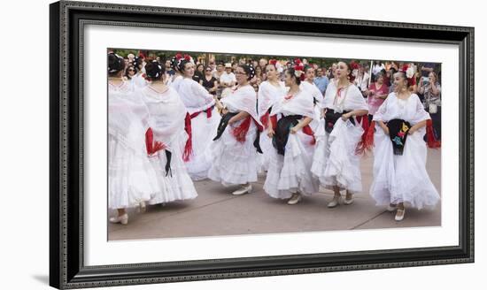 New Mexico, Santa Fe. Hispanic Folkloric Dance Group, Bandstand 2014-Luc Novovitch-Framed Photographic Print