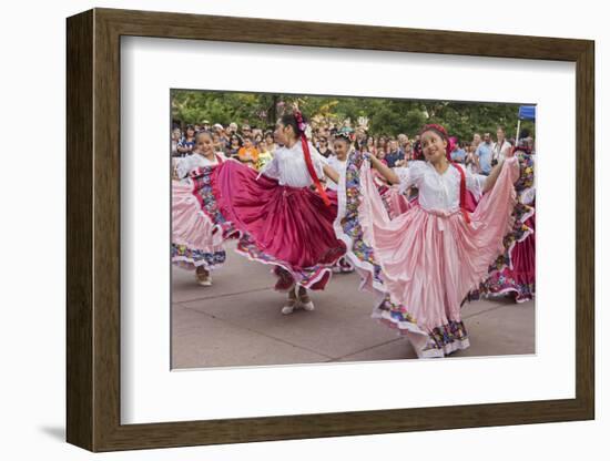 New Mexico, Santa Fe. Hispanic Folkloric Dance Group, Bandstand 2014-Luc Novovitch-Framed Photographic Print