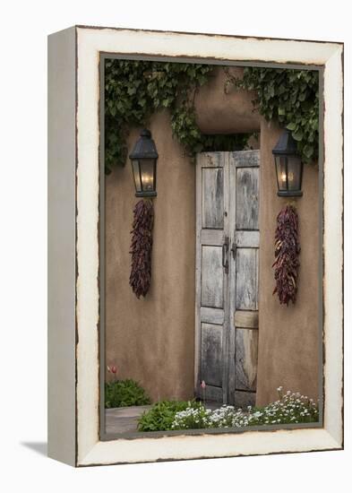 New Mexico, Santa Fe. Weathered Door to Home-Jaynes Gallery-Framed Premier Image Canvas