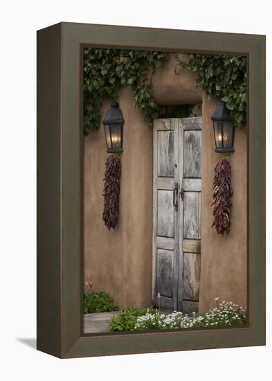 New Mexico, Santa Fe. Weathered Door to Home-Jaynes Gallery-Framed Premier Image Canvas