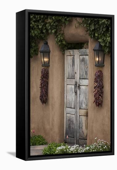 New Mexico, Santa Fe. Weathered Door to Home-Jaynes Gallery-Framed Premier Image Canvas