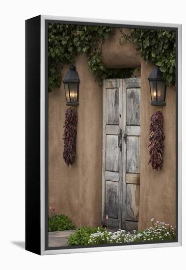 New Mexico, Santa Fe. Weathered Door to Home-Jaynes Gallery-Framed Premier Image Canvas