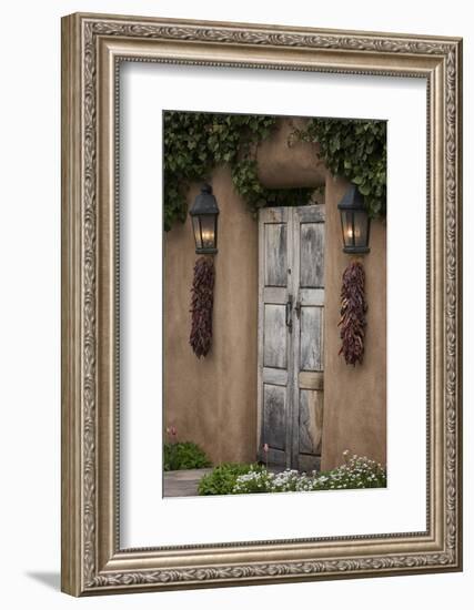 New Mexico, Santa Fe. Weathered Door to Home-Jaynes Gallery-Framed Photographic Print