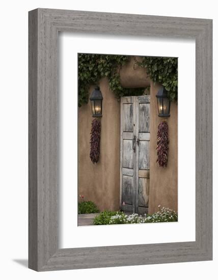 New Mexico, Santa Fe. Weathered Door to Home-Jaynes Gallery-Framed Photographic Print