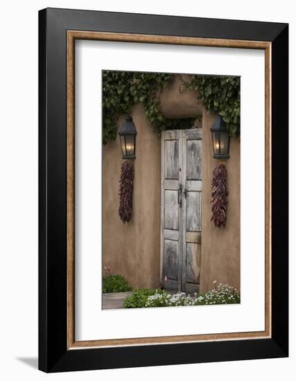 New Mexico, Santa Fe. Weathered Door to Home-Jaynes Gallery-Framed Photographic Print