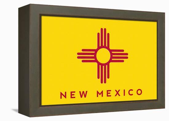 New Mexico State Flag - Letterpress-Lantern Press-Framed Stretched Canvas