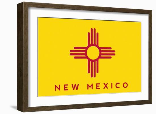 New Mexico State Flag - Letterpress-Lantern Press-Framed Art Print