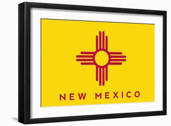 New Mexico State Flag - Letterpress-Lantern Press-Framed Art Print