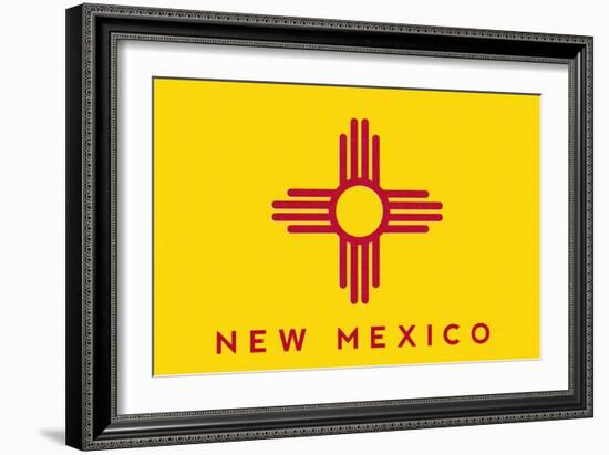 New Mexico State Flag - Letterpress-Lantern Press-Framed Art Print