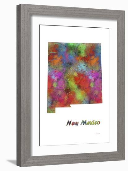 New Mexico State Map 1-Marlene Watson-Framed Giclee Print