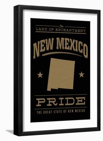 New Mexico State Pride - Gold on Black-Lantern Press-Framed Art Print