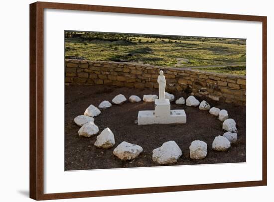 New Mexico. Statue of St Francis Outside Mission San Jose De La Laguna-Luc Novovitch-Framed Photographic Print