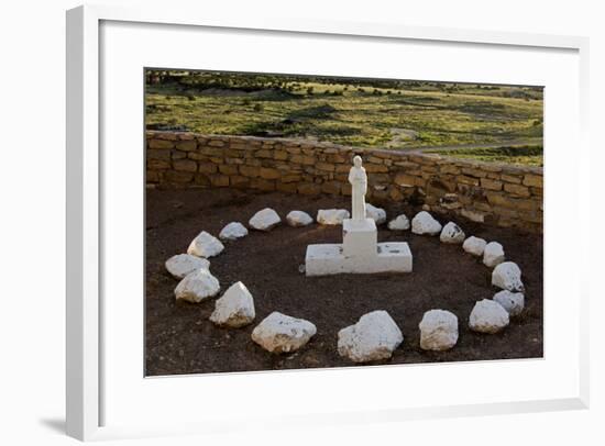 New Mexico. Statue of St Francis Outside Mission San Jose De La Laguna-Luc Novovitch-Framed Photographic Print
