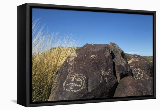 New Mexico, Three Rivers Petroglyph Site. Petroglyph on Rocks-Don Paulson-Framed Premier Image Canvas