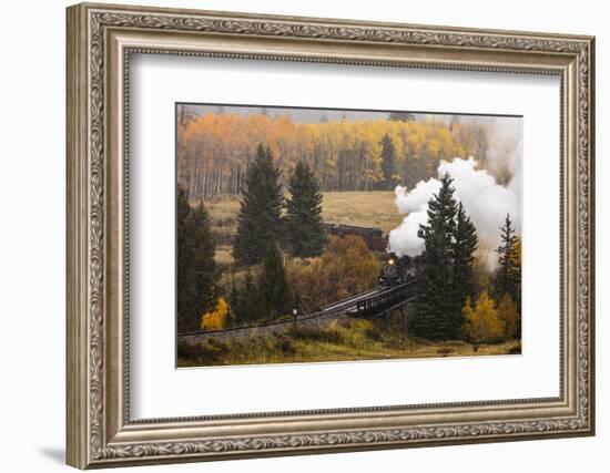 New Mexico, USA - Cumbres & Toltec Scenic Steam Train, from Chama, New Mexico to Antonito, Color...-Panoramic Images-Framed Premium Photographic Print