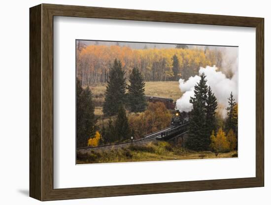 New Mexico, USA - Cumbres & Toltec Scenic Steam Train, from Chama, New Mexico to Antonito, Color...-Panoramic Images-Framed Photographic Print