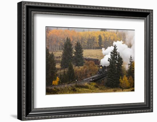 New Mexico, USA - Cumbres & Toltec Scenic Steam Train, from Chama, New Mexico to Antonito, Color...-Panoramic Images-Framed Photographic Print