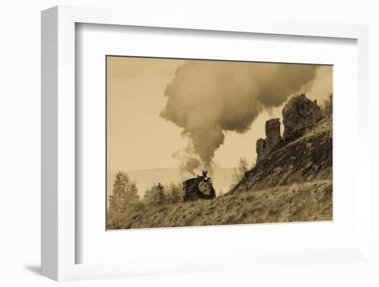 New Mexico, USA - Cumbres & Toltec Scenic Steam Train, from Chama, New Mexico to Antonito, Color...-Panoramic Images-Framed Photographic Print