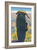 New Mexico - View of Gila Monsters on Cactus-Lantern Press-Framed Art Print