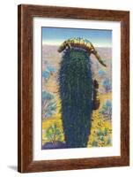 New Mexico - View of Gila Monsters on Cactus-Lantern Press-Framed Art Print