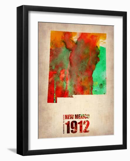 New Mexico Watercolor Map-NaxArt-Framed Art Print