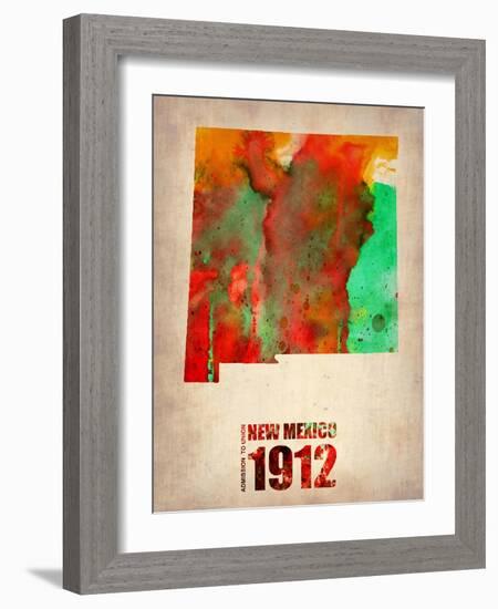 New Mexico Watercolor Map-NaxArt-Framed Art Print