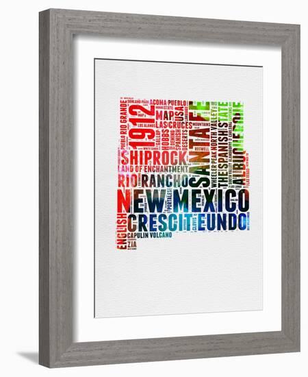 New Mexico Watercolor Word Cloud-NaxArt-Framed Art Print