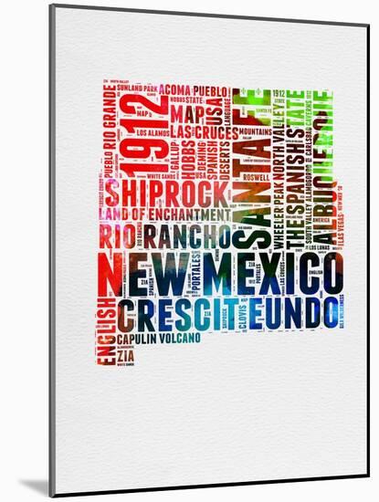 New Mexico Watercolor Word Cloud-NaxArt-Mounted Art Print