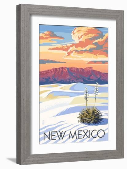 New Mexico - White Sands Sunset-Lantern Press-Framed Premium Giclee Print