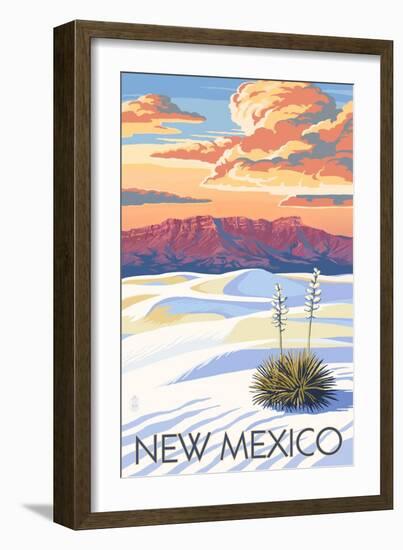 New Mexico - White Sands Sunset-Lantern Press-Framed Premium Giclee Print