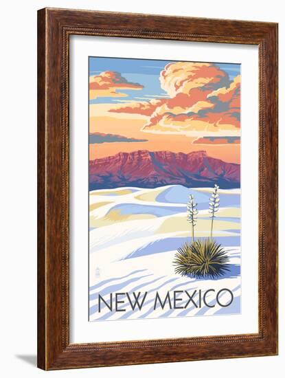 New Mexico - White Sands Sunset-Lantern Press-Framed Premium Giclee Print