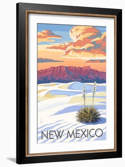 New Mexico - White Sands Sunset-Lantern Press-Framed Premium Giclee Print