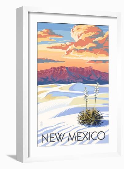 New Mexico - White Sands Sunset-Lantern Press-Framed Premium Giclee Print