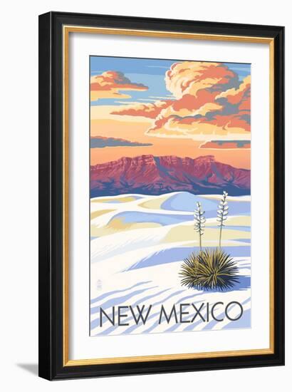 New Mexico - White Sands Sunset-Lantern Press-Framed Premium Giclee Print
