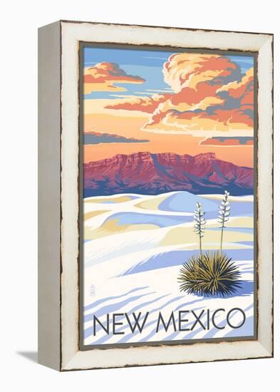 New Mexico - White Sands Sunset-Lantern Press-Framed Stretched Canvas