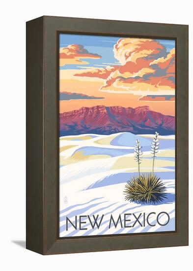 New Mexico - White Sands Sunset-Lantern Press-Framed Stretched Canvas