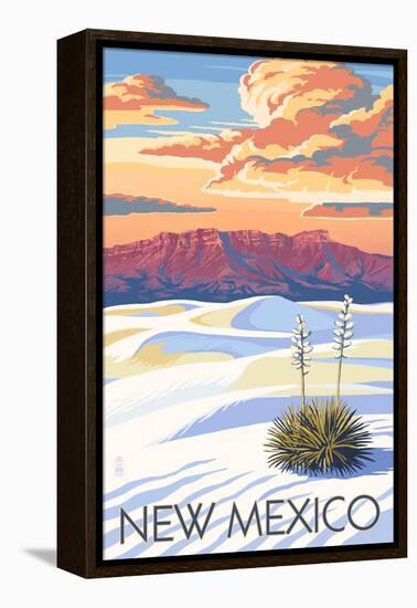 New Mexico - White Sands Sunset-Lantern Press-Framed Stretched Canvas