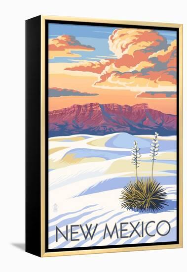 New Mexico - White Sands Sunset-Lantern Press-Framed Stretched Canvas