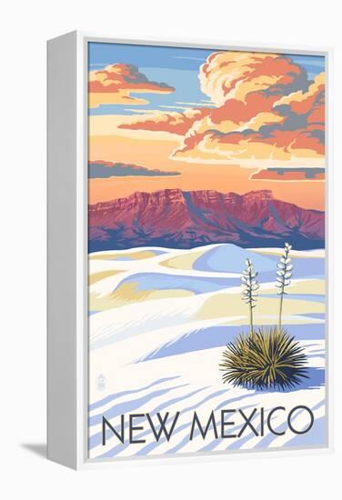 New Mexico - White Sands Sunset-Lantern Press-Framed Stretched Canvas