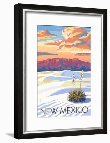 New Mexico - White Sands Sunset-Lantern Press-Framed Art Print