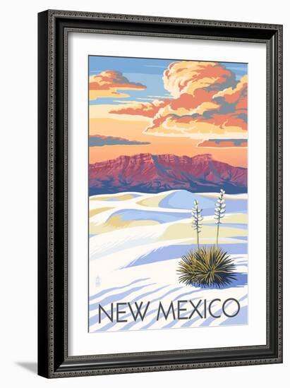 New Mexico - White Sands Sunset-Lantern Press-Framed Art Print