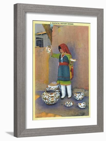 New Mexico - Young Pottery Native Vender-Lantern Press-Framed Art Print