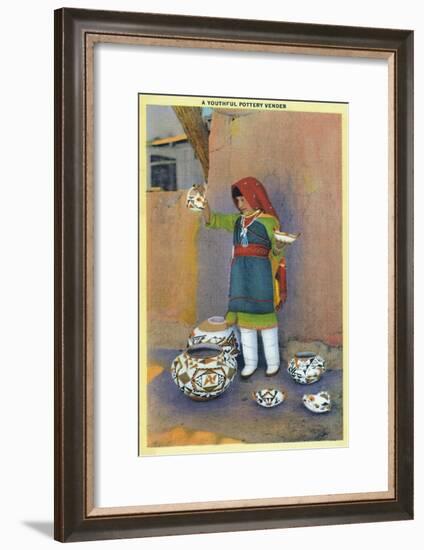 New Mexico - Young Pottery Native Vender-Lantern Press-Framed Art Print