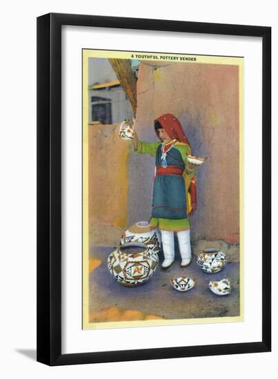 New Mexico - Young Pottery Native Vender-Lantern Press-Framed Art Print