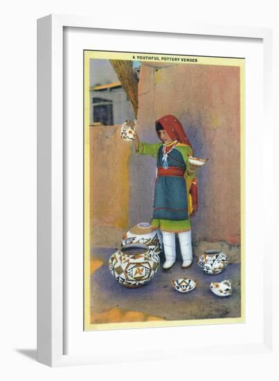 New Mexico - Young Pottery Native Vender-Lantern Press-Framed Art Print