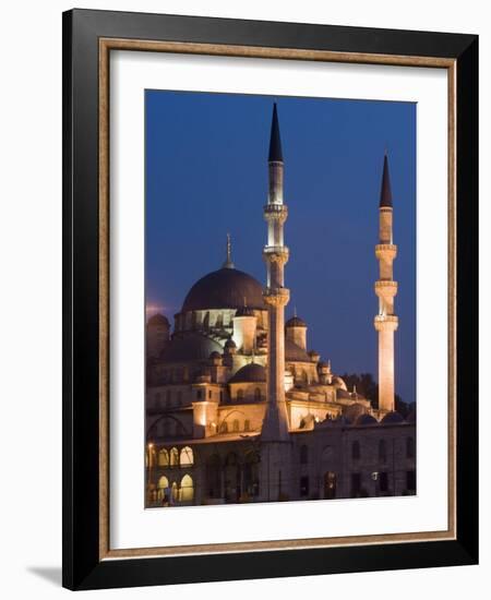 New Mosque Illuminated in the Evening, Istanbul, Turkey, Europe-Martin Child-Framed Photographic Print